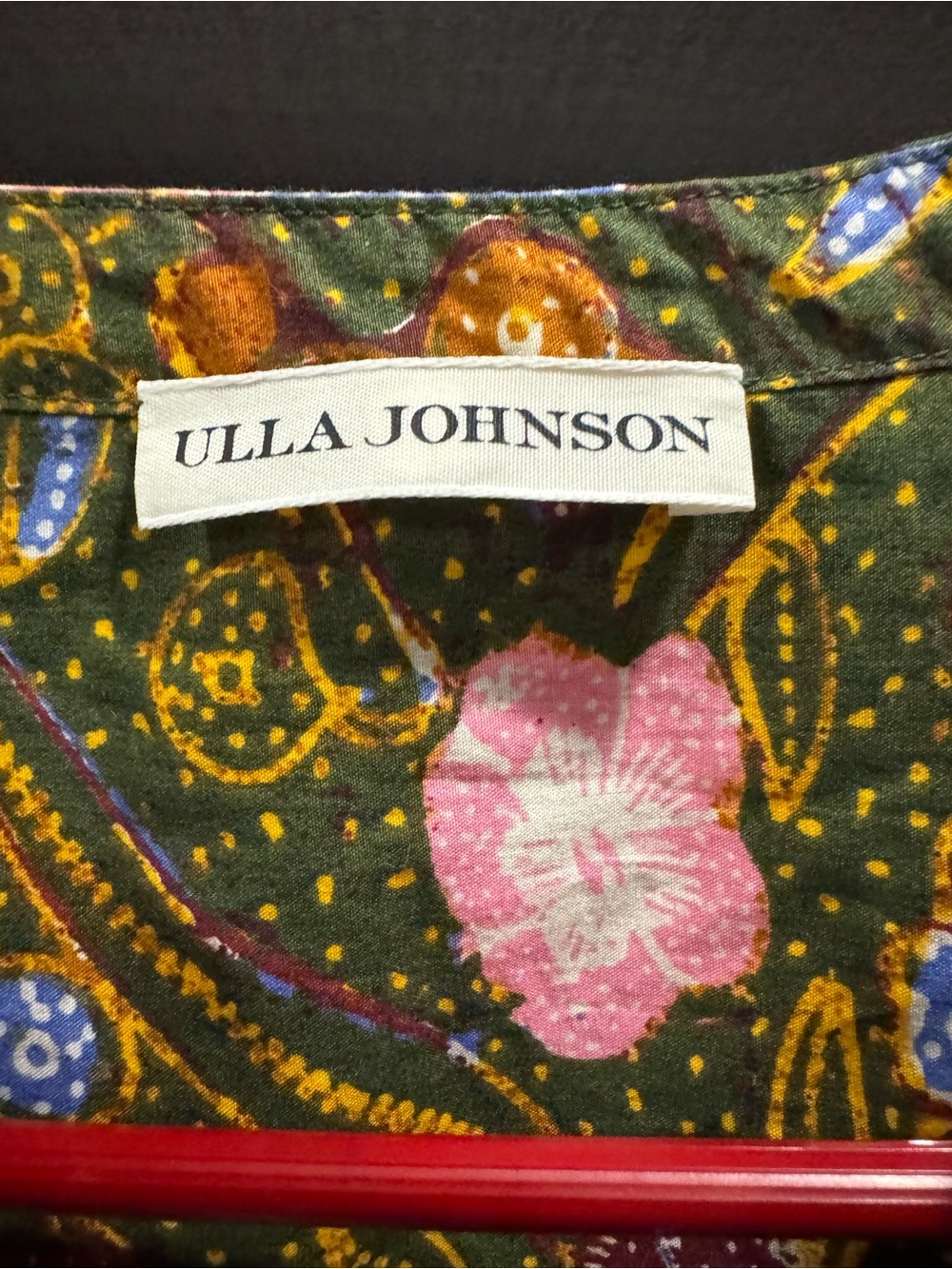 Ulla Johnson Willa Puff Sleeve Cotton Blouse in Pine Floral - Picture 7 of 9